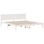 vidaXL Cadre de lit en bois de pin blanc Blanc Bois massif King size