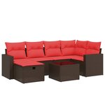 vidaXL Salon de jardin avec coussins 7 Pièces marron résine tressée