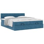 vidaXL Cadre de lit ottoman avec matelas bleu foncé 200x200 cm velours