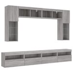 vidaXL Ensemble de meubles TV muraux 8 Pièces et lumières LED sonoma gris