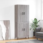 vidaXL Buffet haut Sonoma gris 69 5x34x180 cm Bois d'ingénierie