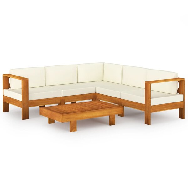 vidaXL Salon de jardin 6 pièces avec coussins 100 x 60 cm Bois d'acacia