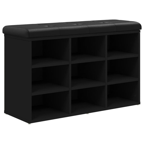 vidaXL Banc à chaussures noir 82x32x50 cm bois d'ingénierie