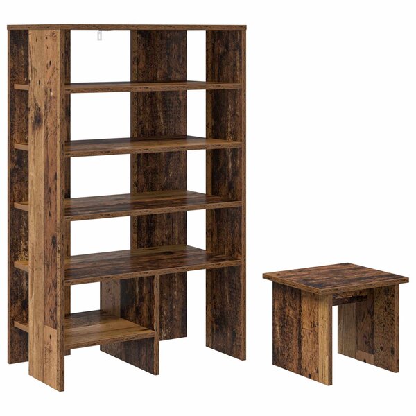 vidaXL Cabinet à chaussures 2 Pièces Bois ancien Bois d'ingénierie