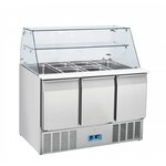 Saladette réfrigérée  vitrée 365 litres - 3 portes gn 1/1- cool head - r290 - inox3pleine 1365x700x1295mm