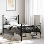 vidaXL Cadre de lit métal avec tête de lit/pied de lit noir 90x190 cm