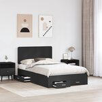 vidaXL Cadre de lit avec tiroir Noir 135 x 190 cm Bois d'ingénierie