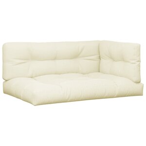 vidaXL Coussins de palette lot de 3 crème tissu