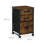 Caisson de bureau à roulettes rangement documents 80 x 40 x 60 cm en métal noir 13_0017189