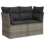 vidaXL Salon de jardin 5 Pièces avec coussins gris résine tressée