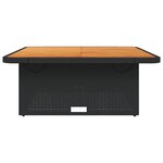 vidaXL Table de jardin noir 110x110x71cm résine tressée et bois acacia