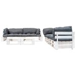Salon de jardin meuble d'extérieur ensemble de mobilier palette 6 pièces avec coussins gris bois 02_0018423