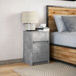 vidaXL Armoire de chevet et lumières LED gris béton bois d'ingénierie