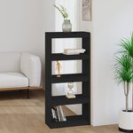 vidaXL Bibliothèque/Séparateur de pièce Noir 60x30x135 5 cm Pin massif
