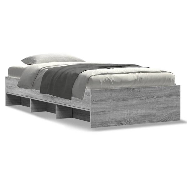 vidaXL Cadre de lit sonoma gris 100x200 cm bois d'ingénierie