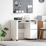 vidaXL Bureau blanc avec tiroirs Blanc MDF  Panneau de particules Standard
