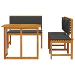 Ensemble de salle à manger de jardin 4 pièces avec coussins en bois d'acacia