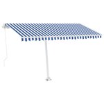 vidaXL Auvent manuel rétractable avec LED 450x300 cm Bleu et blanc