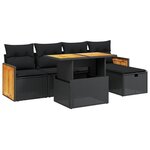vidaXL Salon de jardin 6 Pièces avec coussins noir résine tressée