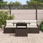 vidaXL Ensemble de canapé de jardin 5 Pièces Marron et Crème polyrotin