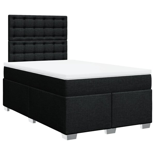 vidaXL Sommier à lattes de lit avec matelas noir 120x190 cm tissu