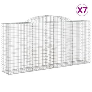 vidaXL Paniers à gabions arqués 7 Pièces 300x50x140/160 cm fer galvanisé