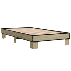 vidaXL Cadre de lit chêne sonoma 90x190 cm bois d'ingénierie et métal