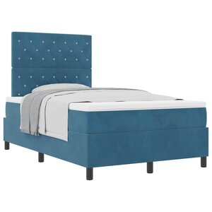 vidaXL Lit à ressorts avec matelas Bleu foncé 120 x 190 cm Velours