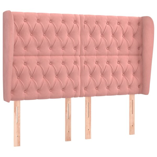 vidaXL Tête de lit avec oreilles Rose 163x23x118/128 cm Velours