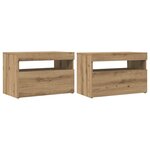 vidaXL Meubles TV avec lumières LED 2 Pièces chêne artisanal
