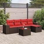 vidaXL Salon de jardin avec coussins 6 Pièces marron résine tressée