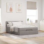 vidaXL Lit ottoman avec matelas et LED taupe 140x200 cm tissu