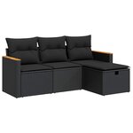 vidaXL Salon de jardin 4 Pièces avec coussins noir résine tressée