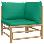 vidaXL Salon de jardin 3 Pièces avec coussins vert bambou