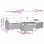 vidaXL Ensemble de canapé de jardin avec coussin 6 Pièces Gris Poly rotin