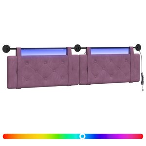 vidaXL Tête de lit suspendue Avec lumière LED Pourpre Velours