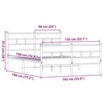 vidaXL Cadre de lit en métal sans matelas chêne fumé 135x190 cm