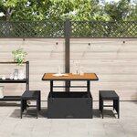 vidaXL Ensemble de salle à manger pour jardin 3 Pièces Noir Poly rotin