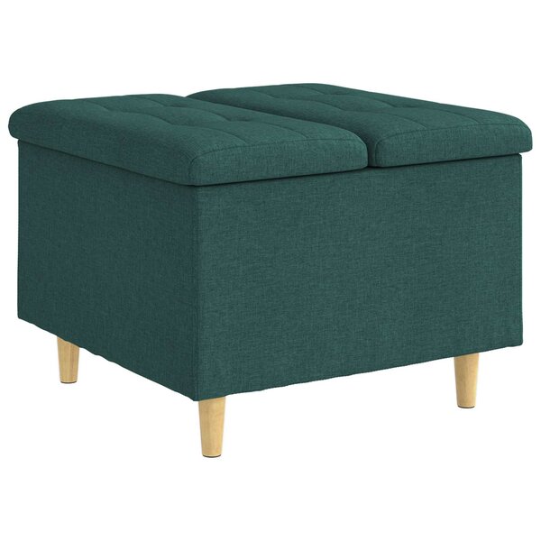 vidaXL Pouf de rangement avec coussin Vert foncé 60 x 60 x 45 cm tissu