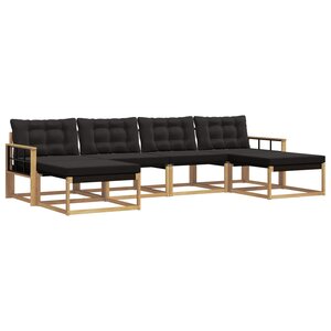 vidaXL Ensemble de canapés d'extérieur 6 Pièces Blanc et noir