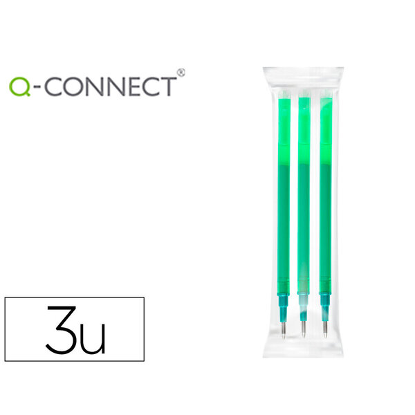 Recharge roller q-connect encre effacable couleur vert  set de 3u