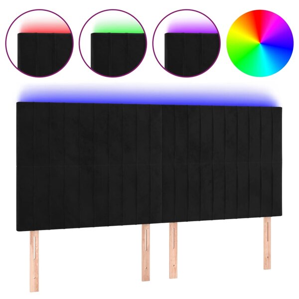 vidaXL Tête de lit à LED Noir 180x5x118/128 cm Velours