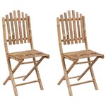 vidaXL Chaises pliables de jardin 2 Pièces avec coussins Bambou