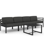 vidaXL Salon de jardin 5 Pièces avec coussins Aluminium Anthracite