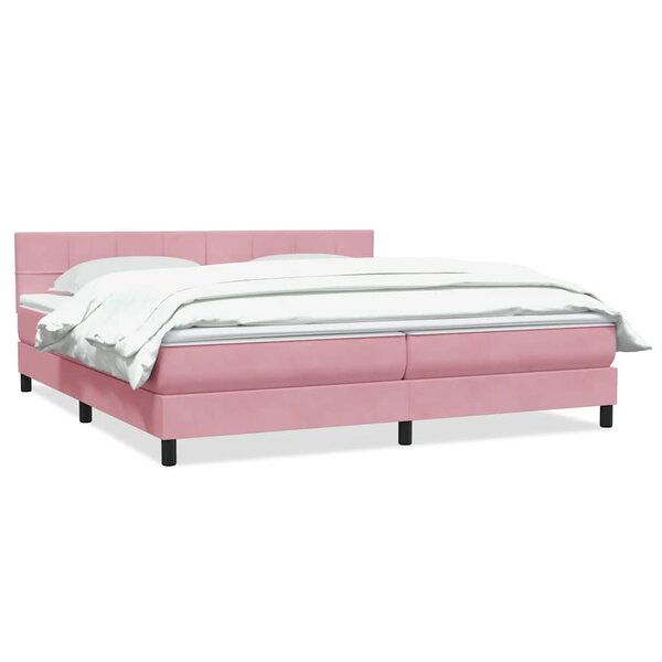 vidaXL Sommier à lattes de lit avec matelas rose 180x220 cm velours