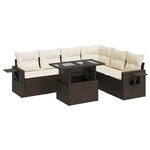 vidaXL Salon de jardin avec coussins 7 Pièces marron résine tressée