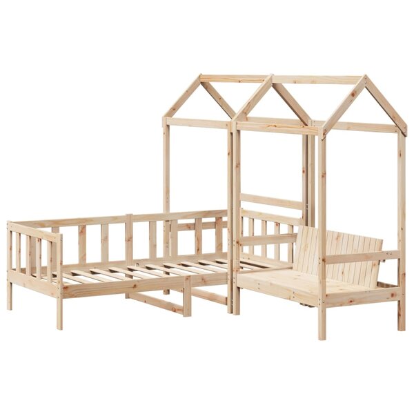vidaXL Ensemble de lit de jour et de banc et toit 90x190 cm pin massif