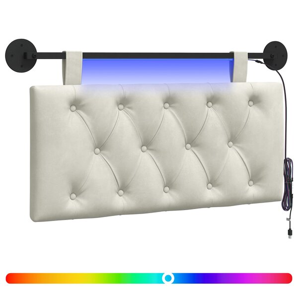 vidaXL Tête de lit suspendue Crème Velours