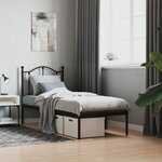 vidaXL Cadre de lit métal avec tête de lit noir 75x190 cm