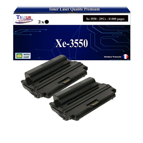 T3AZUR -2x Toners compatibles avec Xerox WorkCentre 3550 (106R01530) - Noir